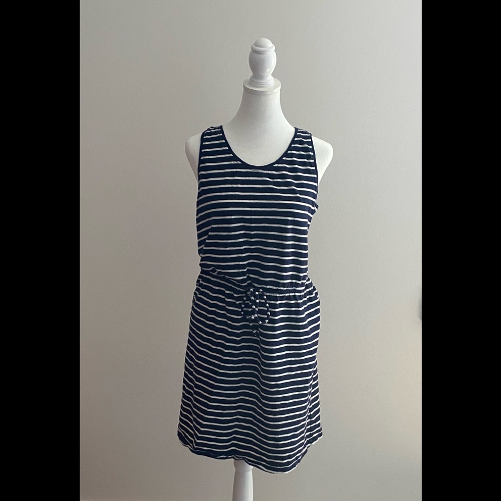 Navy and white stripe dress